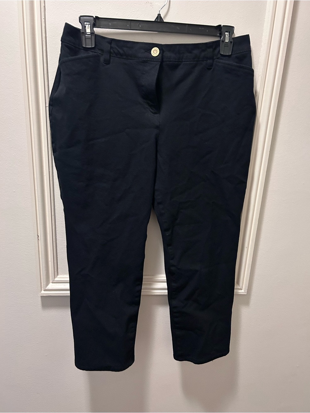 Chico's ‘So Slimming’ Black Pants with Gold Branded Button